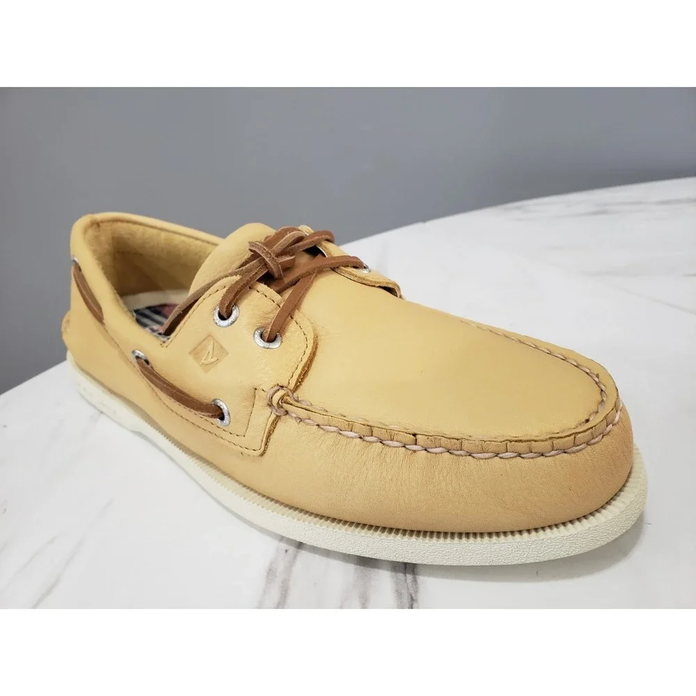 NEW‎ NO BOX MENS SIZE 10 Sperry A/O 2-EYE BROWN YELLOW slip on boat shoes